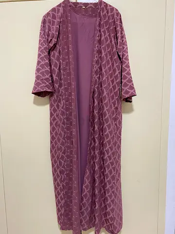 Ashy rose open abaya with a half sleeve dress underneath size 54