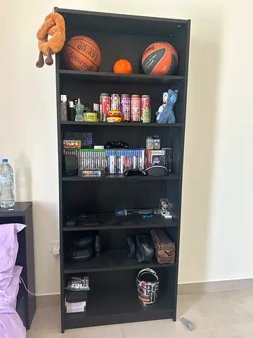 2 pieces Tall Black Storage Shelf / Bookcase in Good Condition