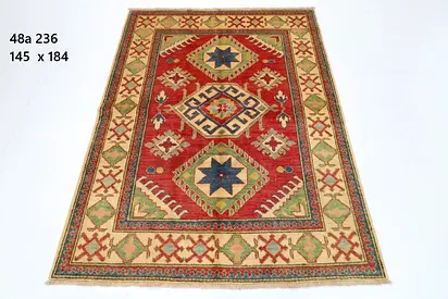 Handmade Authentic Oriental Area Rug 145 x 184 cm afghan wool carpet