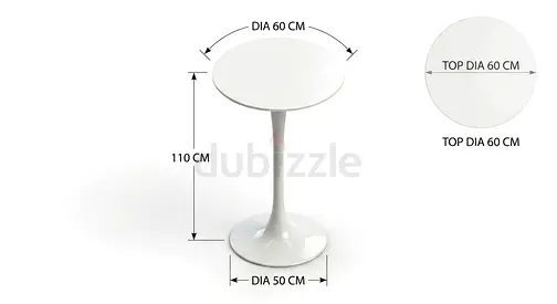 White Tulip Pedestal Side Table - 60cm Round Top