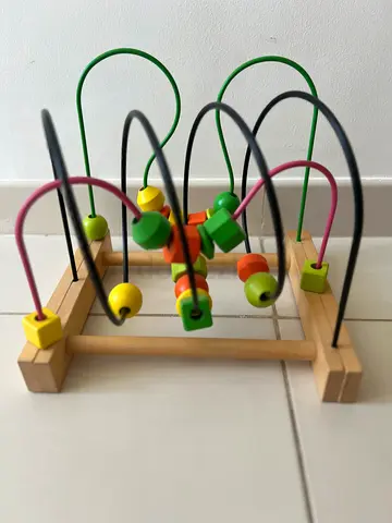 Wooden educational toy set - blocks, puzzles, shape sorter, bead maze  more (used)