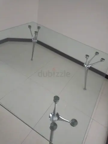 Glass Dining Table with Chrome Tripod Legs - Good Condition