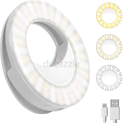 Portable USB Clip-On Selfie Ring Light (Adjustable Color Temperatures)