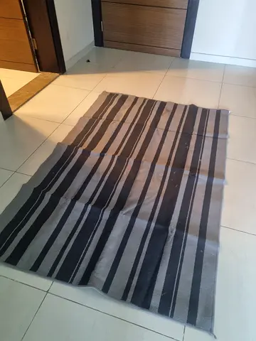 Grey and Black Striped Rug - Good Condition