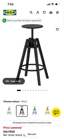 4 IKEA DALFRED Adjustable Bar Stools + Free Seat Cushions