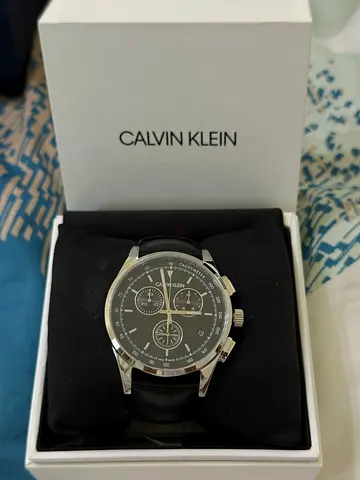 Calvin Klein Mens Chronograph Watch - Black Dial, Stainless Steel