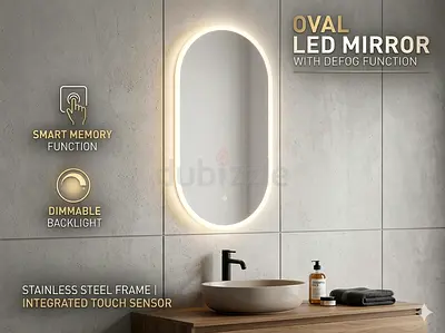 Smart Oval LED Bathroom Wall Mirror with Anti-Fog Function