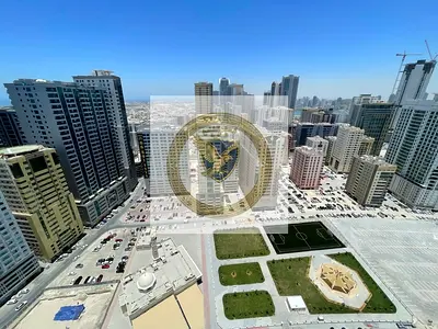 **Beautiful 3BR apartment with hall, balcony, open view and free parking, in Al Khan, close to all services and easy access to Dubai.**