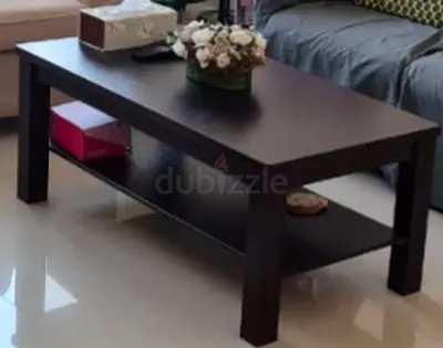Dark Wood Coffee Table with Lower Shelf - Good Condition