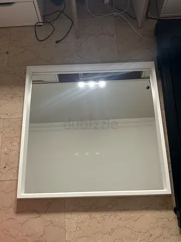 Modern White Framed Square Wall Mirror