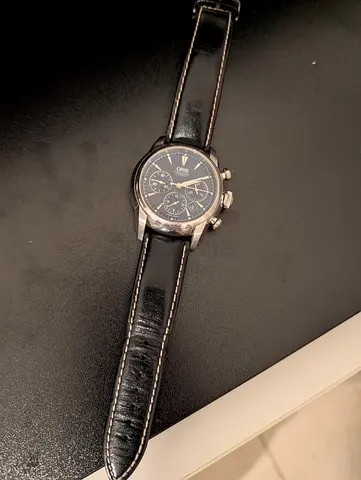 Oris Artelier Chronograph (reference 7547 Mens Watch with Black Leather Strap