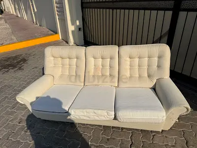 Beige 3-Seater Fabric Sofa in Good Used Condition