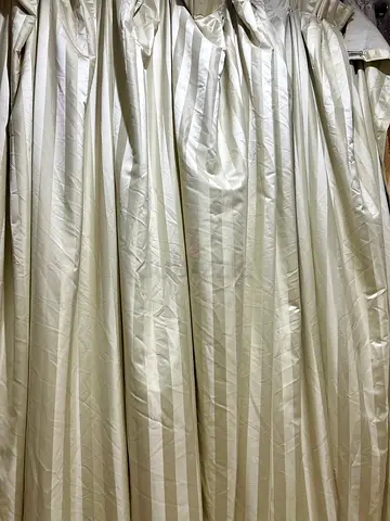 Cream Striped black out Curtains - Pair
