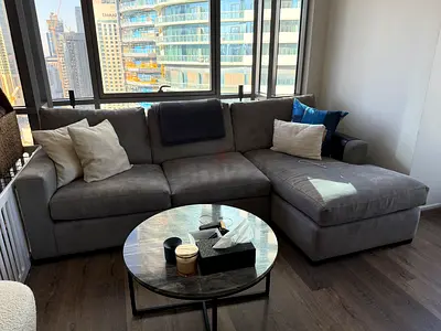 Light Grey L-shaped Sofa with Chaise - 3-Seater