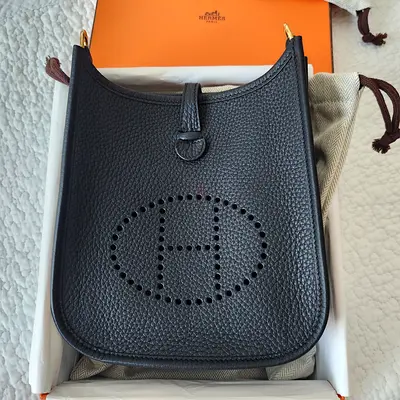 Hermes Mini Evelyne Bag Black Gold Hardware Brand New