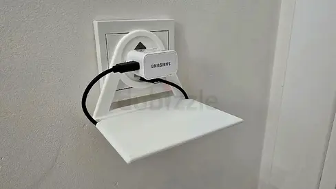 Small Wall Mounted Corner Shelf — White, Compact Perfect for charging Mobile devices.