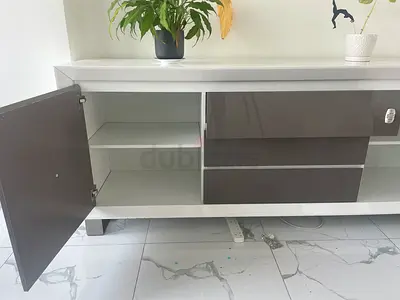White and Grey Low Cabinet / Sideboard with Storage