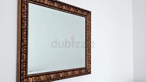 Vintage Gold-Framed Wall Mirror - Square