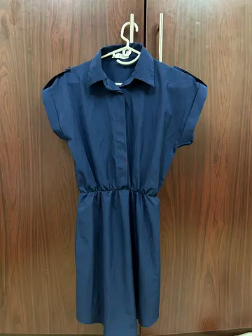 Navy Blue Short-Sleeve Dress