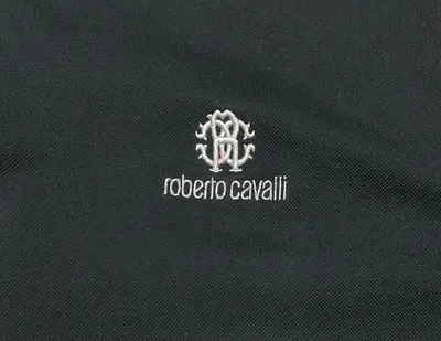 Roberto Cavalli black polo shirt with embroidered logo - Men’s