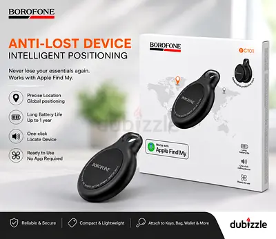 Borofone Anti-Lost Tracker — Bluetooth Item Finder (Works with Apple Find My)