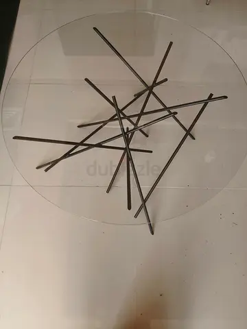 Round Glass Coffee Table with Modern Metal Base