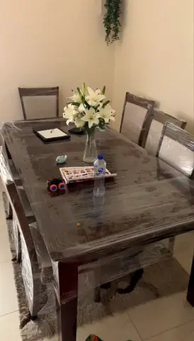 Wooden 6-Seater Dining Table with Chairs — Excellent Condition