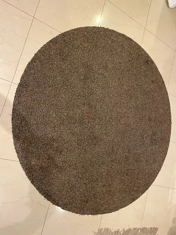 Round Grey Shaggy Rug - 150cm Diameter, Good Condition