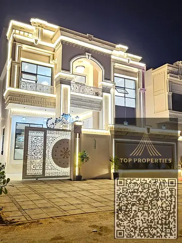 Classic independent villa for sale in Al Helio 1 - stone facade and ultra super luxury finishes, including registration and ownership fees