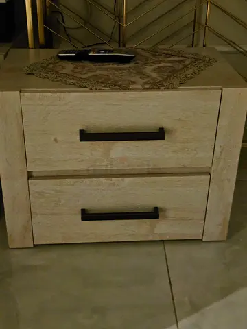 Light Wood Two-Drawer Bedside Table / Nightstand