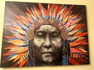 Large Colorful Feather Mandala Wall Art Canvas