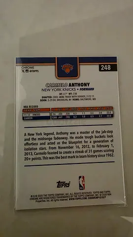 Carmelo Anthony — Knicks Topps Chrome #248
