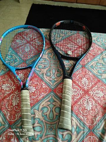 Two used tennis rackets — Head girls junior Maria 25 and Artengo mens TR500