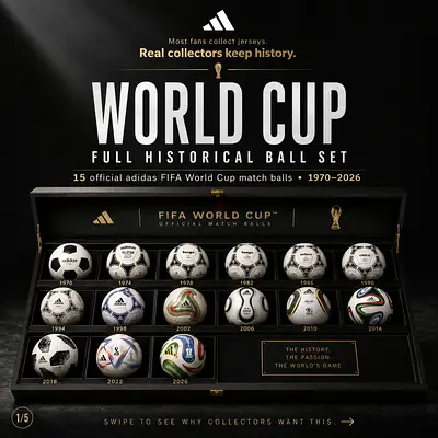 Full Historical FIFA World Cup Official Match Ball Set (1970-2026) - Collectors Display