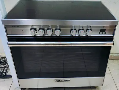 Glemgass latest model full electric ceramic 5 hobs stove oven fan cooking range 90x60 cooker
