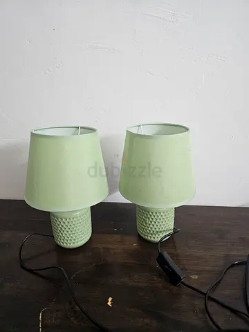 Small Mint Green Table Lamp with Textured Base x 2