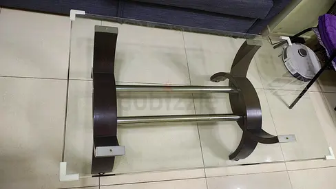 Home Centre Glass Top Coffee Table with Wooden Base - Good Condition 70 cm * 120 cm