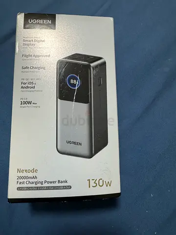 Power Bank 20000mAh 130W PD Fast Charging, 2 USB-C and 1 USB-A Portable Charger, Smart Digital Dis