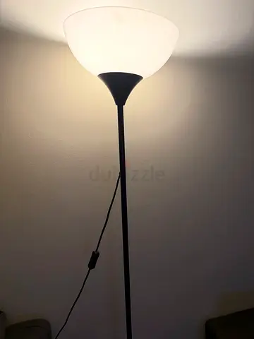 Tall white uplighter floor lamp with dimmer
