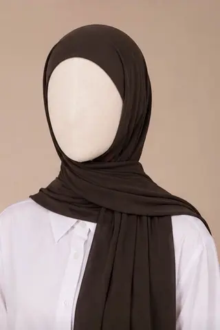 Chiffon Hijab Built-In Undercap Jordan style Chocolate Brown حجاب شيفون بقمطة