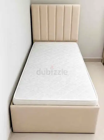Brend New fabric wooden single Size 90×190 Bed with Madical Matress Available