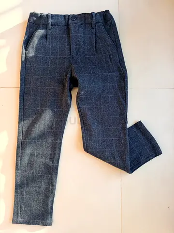 Kids grey checkered formal trousers - size small (good condition)