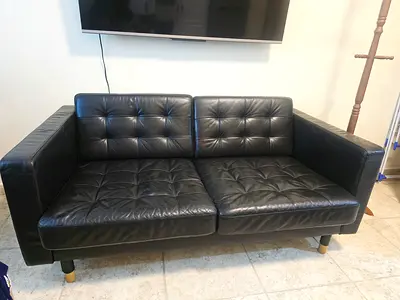 Modern Black Faux Leather 2 Seater Sofa