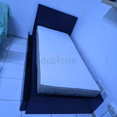 IKEA Malam single bed frame with 2 storage drawers underneath and with Ikea mattress 90×200cm