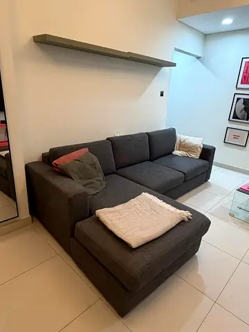Grey L-shaped Sectional Sofa with Chaise - Good Condition