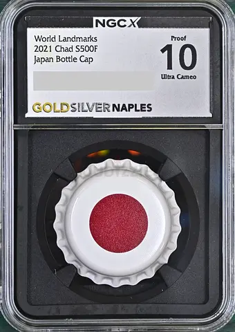 Graded Proof 2021 Chad World Landmarks Japan Bottle Cap – NGC 10 Ultra Cameo , Silver