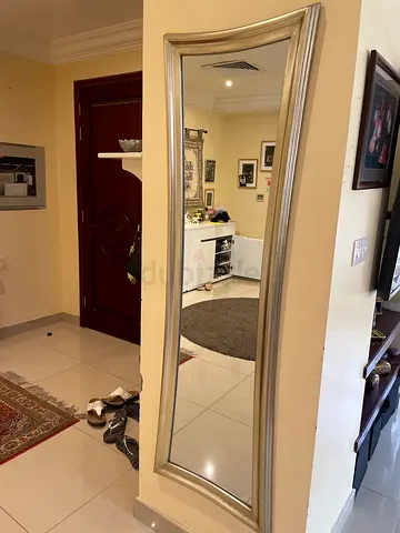 Full-Length Silver Framed Wall Mirror - Good Condition