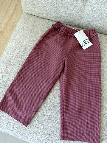 Zara kids burgundy checked trousers - brand new with tags