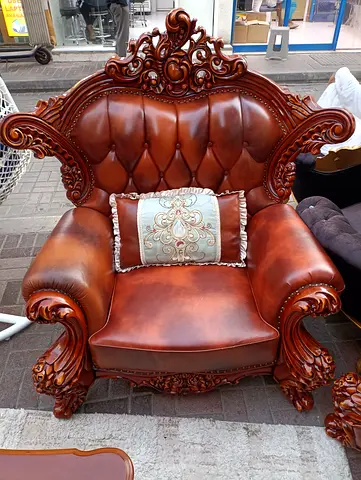 Sofa Leather Brown 7 Seater