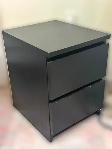 Dark Wood Bedside Table - 2 Drawers